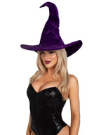 Velvet ruched witch hat.