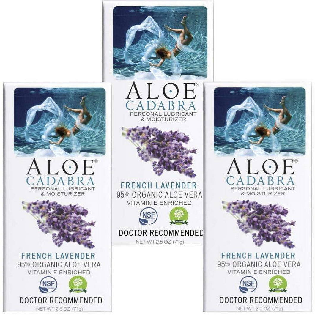 Aloe Cadabra Natural Personal Lube Edible Vegan French Lavender 2.5 Oz 3 Pack