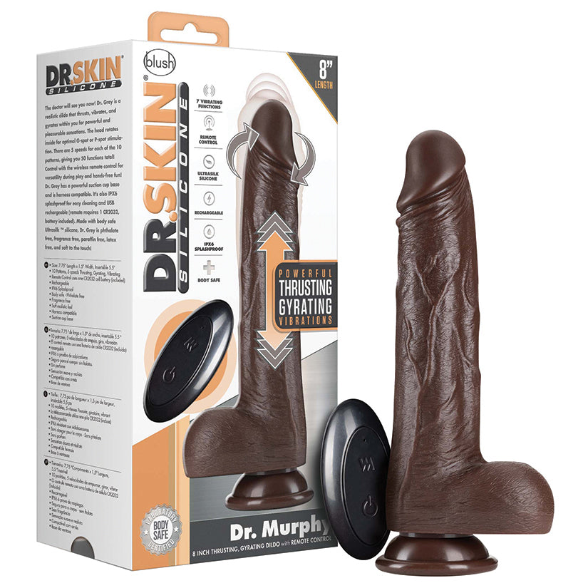 Dr. Skin Silicone Dr. Murphy Thrusting Dildo-Chocolate 8''