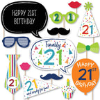 Big Dot Of Happiness 21St Birthday - Cheerful Happy Birthday - Colorful Twenty-First Birthday Party Photo Booth Props Kit - 20 C