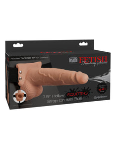 Ff 7.5In Hollow Squirt Strap-On Balls Fl