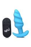 Bang! 21X Vibrating Silicone Swirl Butt Plug W/ Remote Blue