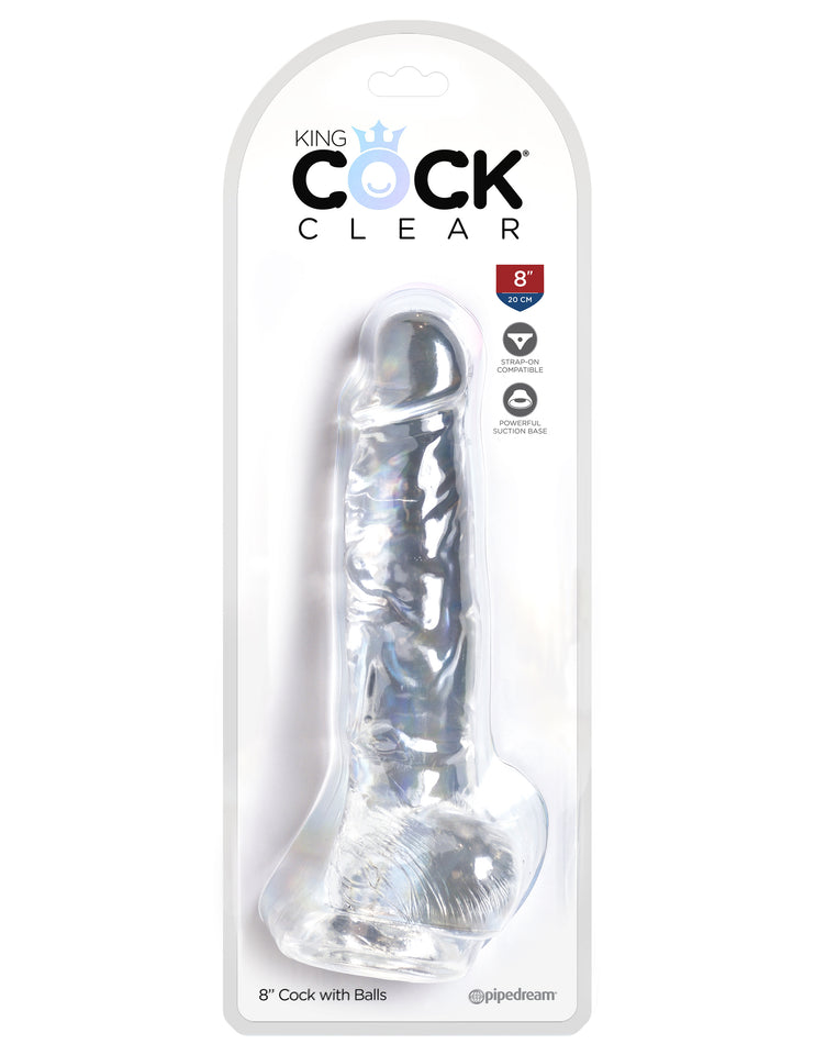King Cock Clear 8In Cock With Balls