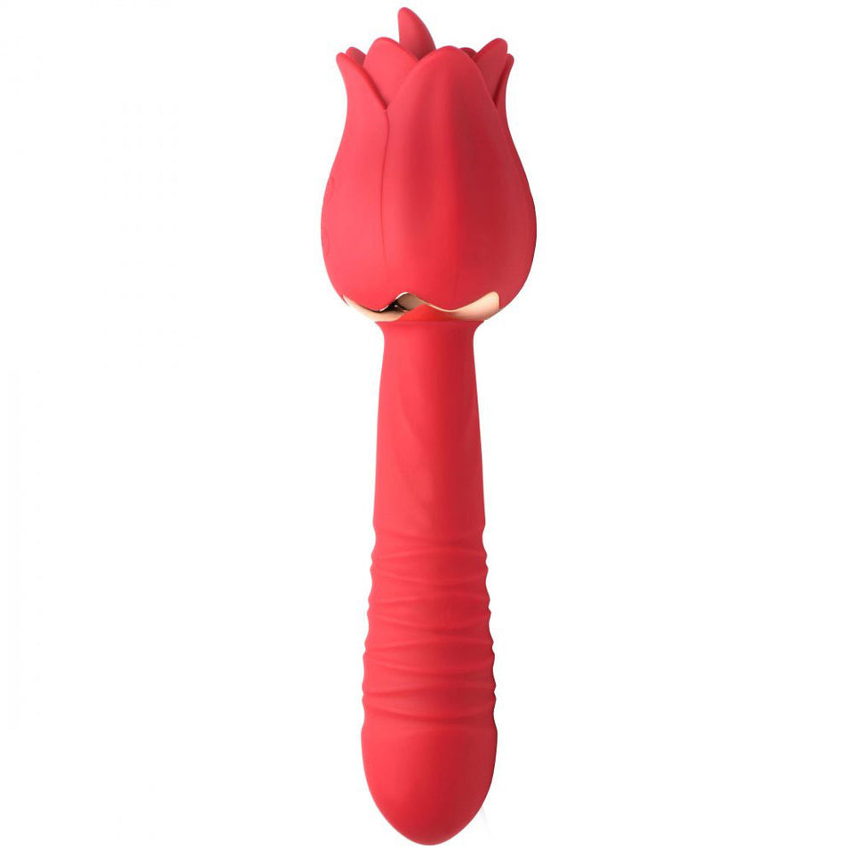 Bloomgasm Racy Rose Thrust And Lick Vibrator - Red