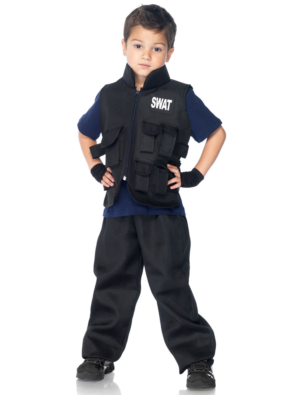Boys 2 PC SWAT Commander Costume, Includes Utility Vest and Fingerless Gloves