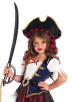 2 PC.Caribbean Pirate, gold trimmed dress with belt and pirate hat XS MULTICOLOR
