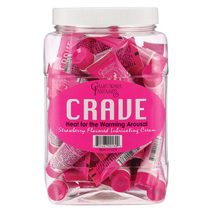 Crave Warming Lubricating Cream-Strawberry 0.5Oz Tube Bowl Of 36