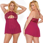 Coquette Babydoll & G-String-Wine O/S X-Boxed