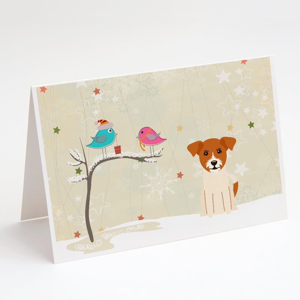 CarolineS Treasures Jack Russell Terrier Christmas Greeting Cards With Envelopes, 5'' X 7'' (8 Count)