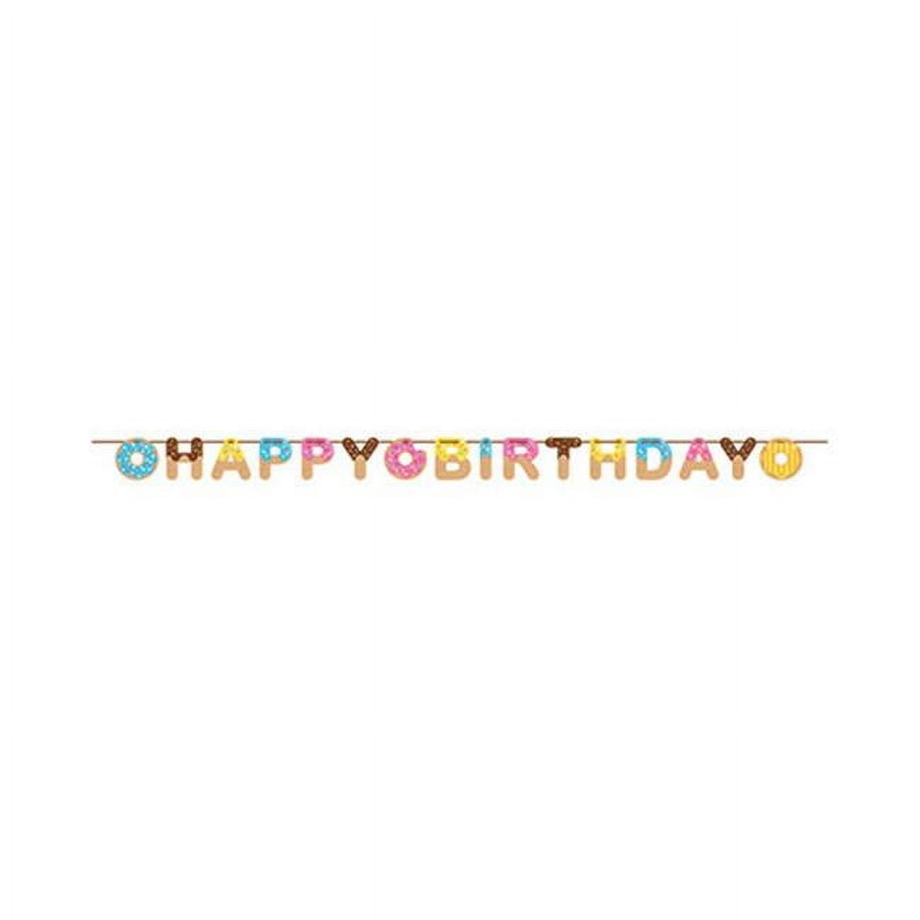 Creative Converting Multi-Color Birthday Donut Time Ribbon Party Banner, 0.01'' X 6''