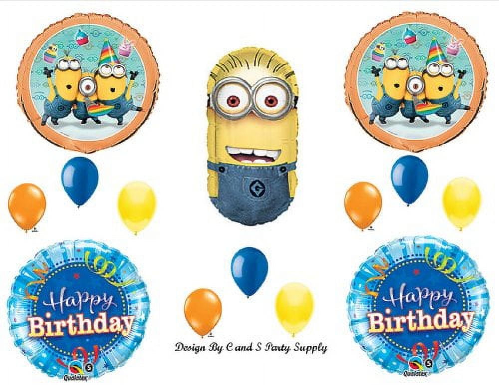 Despicable Me 2 Minions Blue Streamers Happy Birthday Party Balloons Decorations Supplies