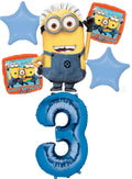 Despicable Me Minions 3Rd Birthday Balloons Birthday Party Balloons Bouquet Decorations Supplies Blue Number 3