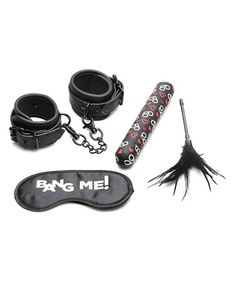 Bang - Bondage Kit - Xl Bullet, Cuffs, Tickler And Blindfold - Black