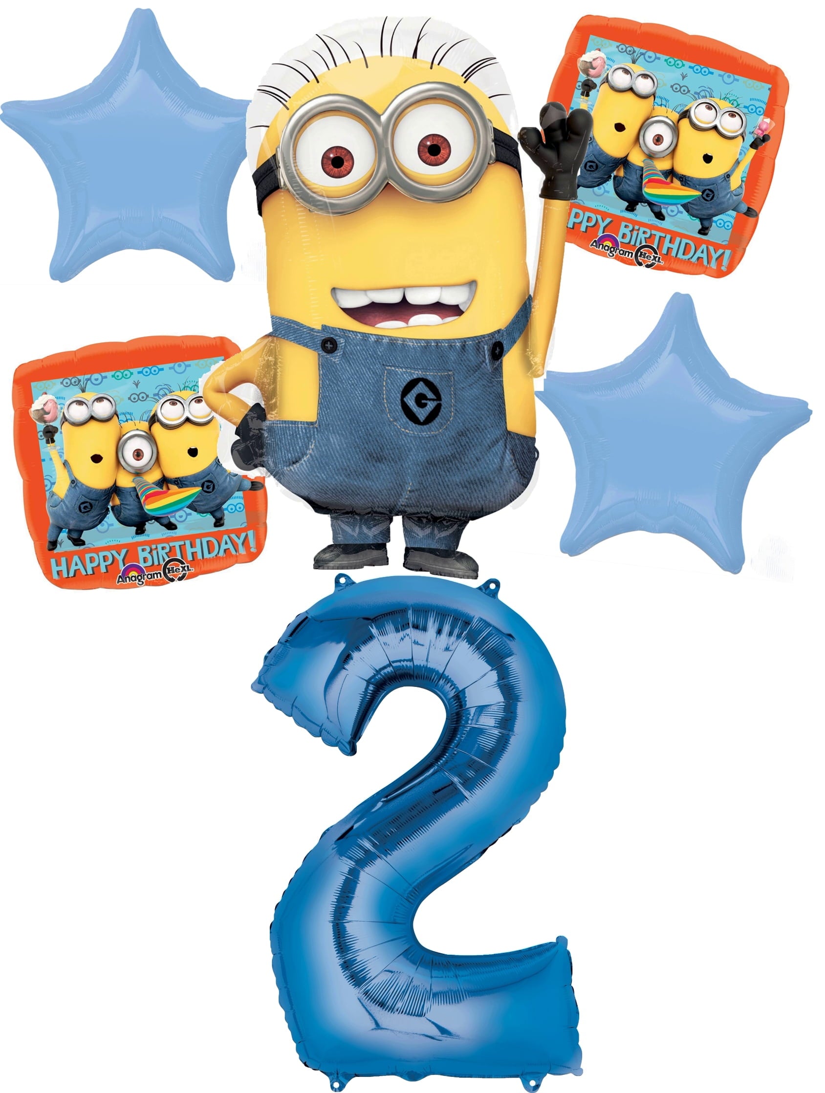 Despicable Me Minions 2Nd Birthday Balloons Birthday Party Balloons Bouquet Decorations Supplies Number 2 Balloon