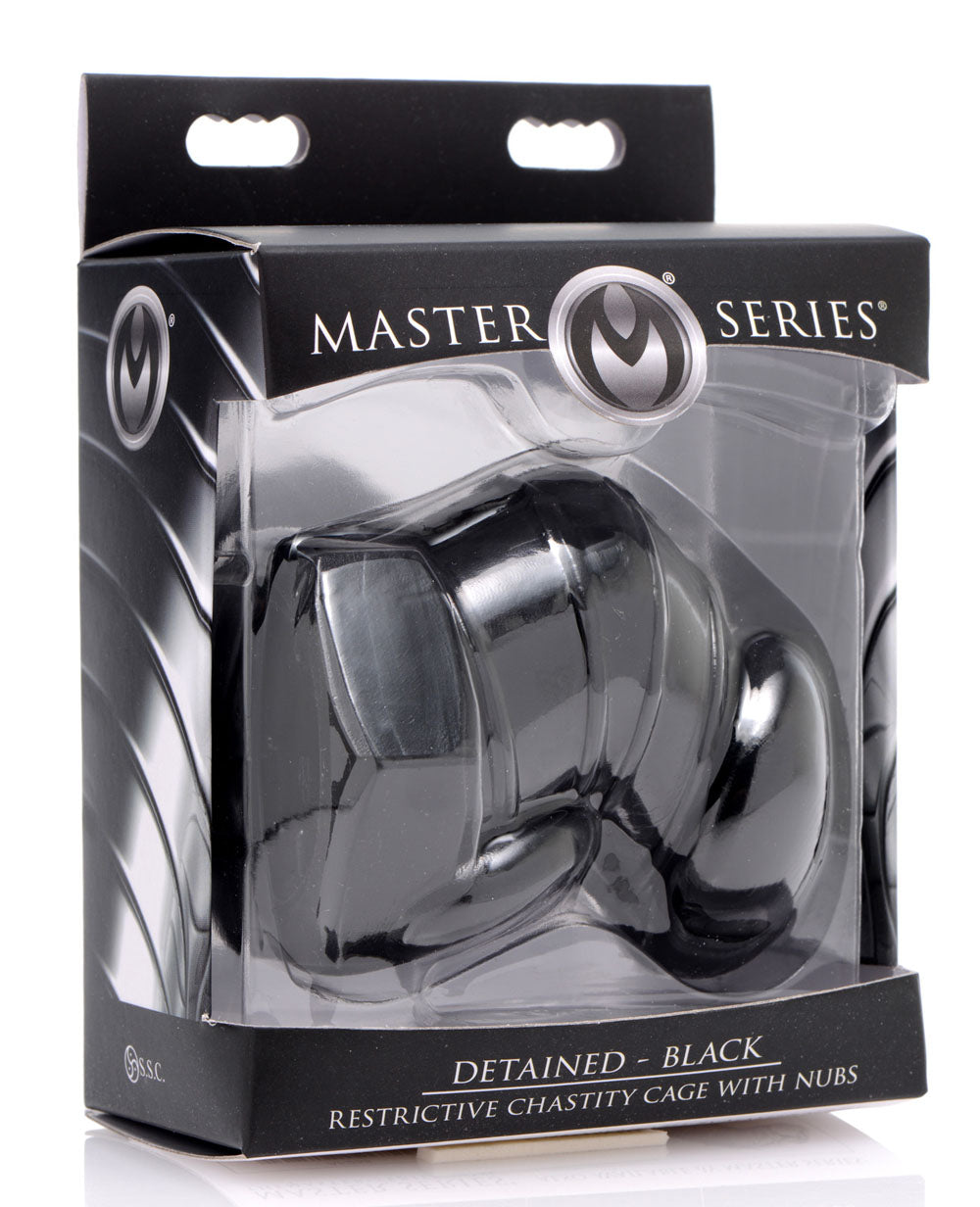 Master Series Detained Restrictive Chastity Cage, Black
