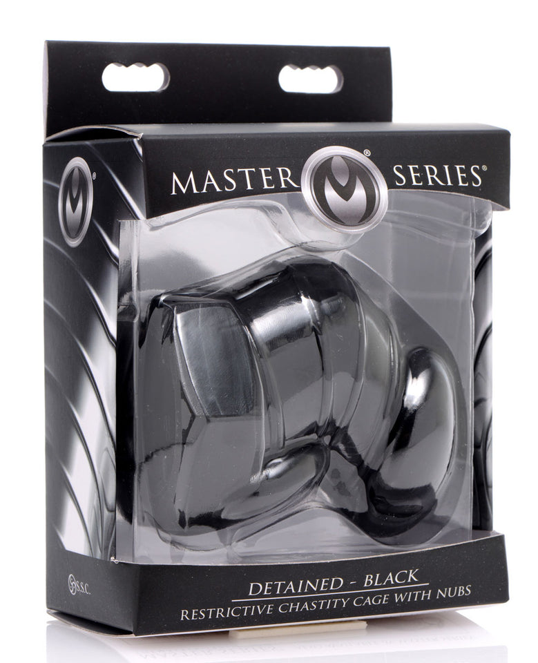 Master Series Detained Restrictive Chastity Cage, Black