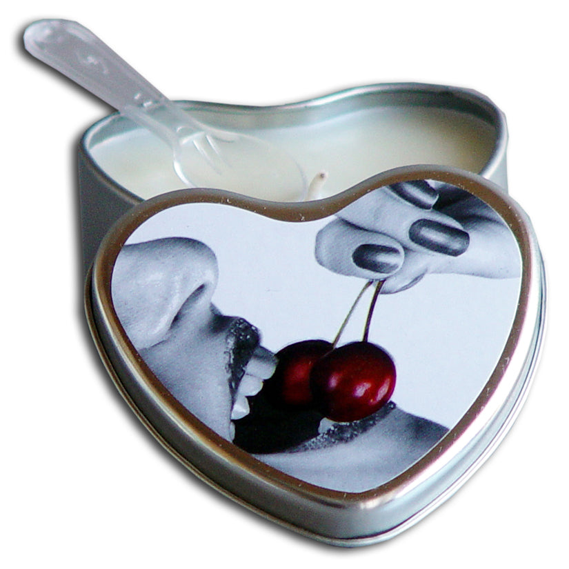 Earthly Body 4-In-1 Edible Heart Candle-Cherry 4Oz