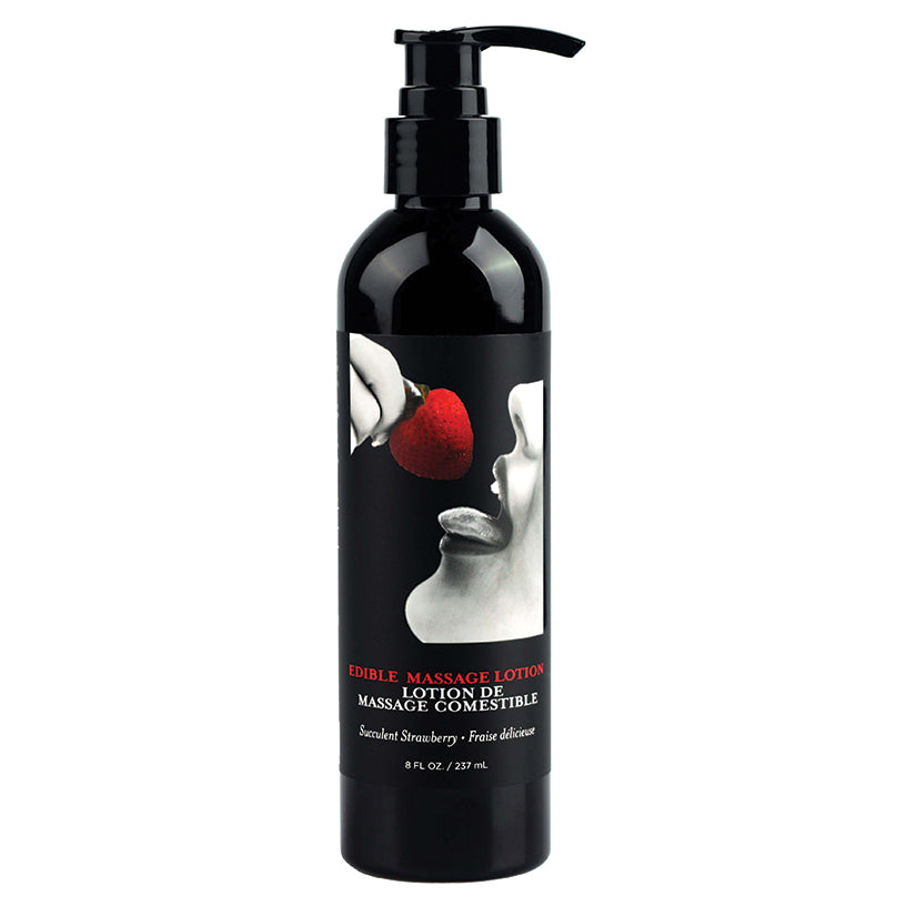 Earthly Body Edible Massage Lotion-Strawberry 8Oz