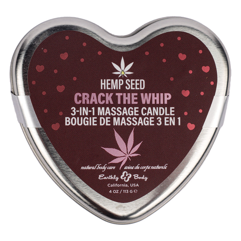 Earthly Body Valentine 3-In-1 Massage Heart Candle-Crack The Whip 4Oz
