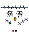 Stitches adhesive face jewels sticker.
