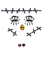 Stitches adhesive face jewels sticker.