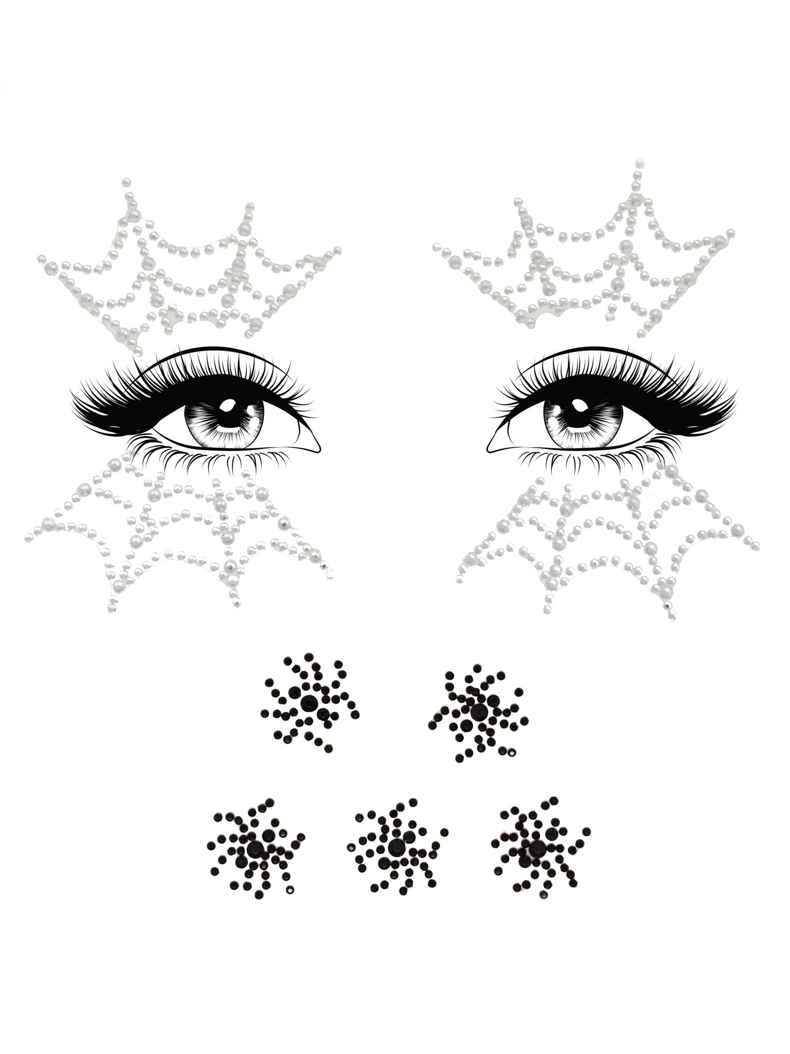 Spider web face jewels sticker.