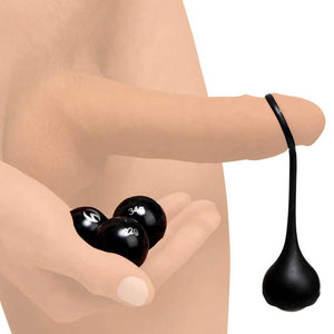 Master Series Cock Dangler Silicone Penis Strap With Weights, Black