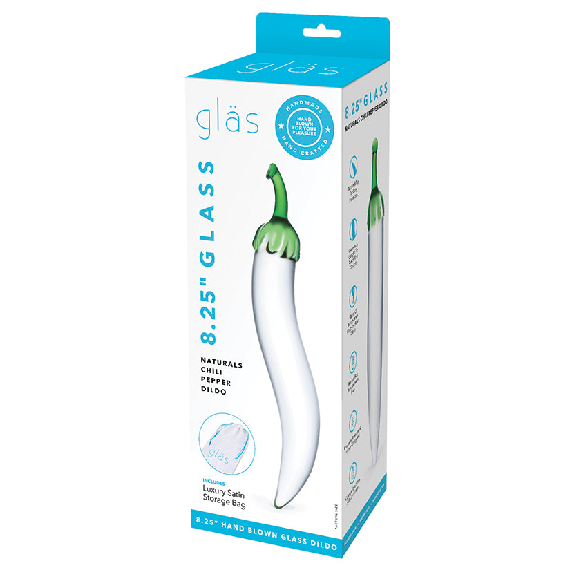 Glas Glass Naturals Chili Pepper Dildo-Clear 8''