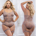 G World 2Pc Slip In Sheer Teddy With Snap Crotch-Grey Queen