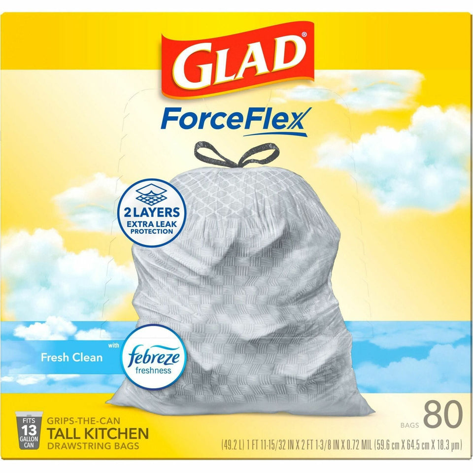Glad Forceflex Tall Kitchen Drawstring Trash Bags