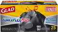Glad Large Drawstring Trash Bags  Forceflexplus 30 Gallon Black Trash Bag - 25 Count Each Pack Of 6