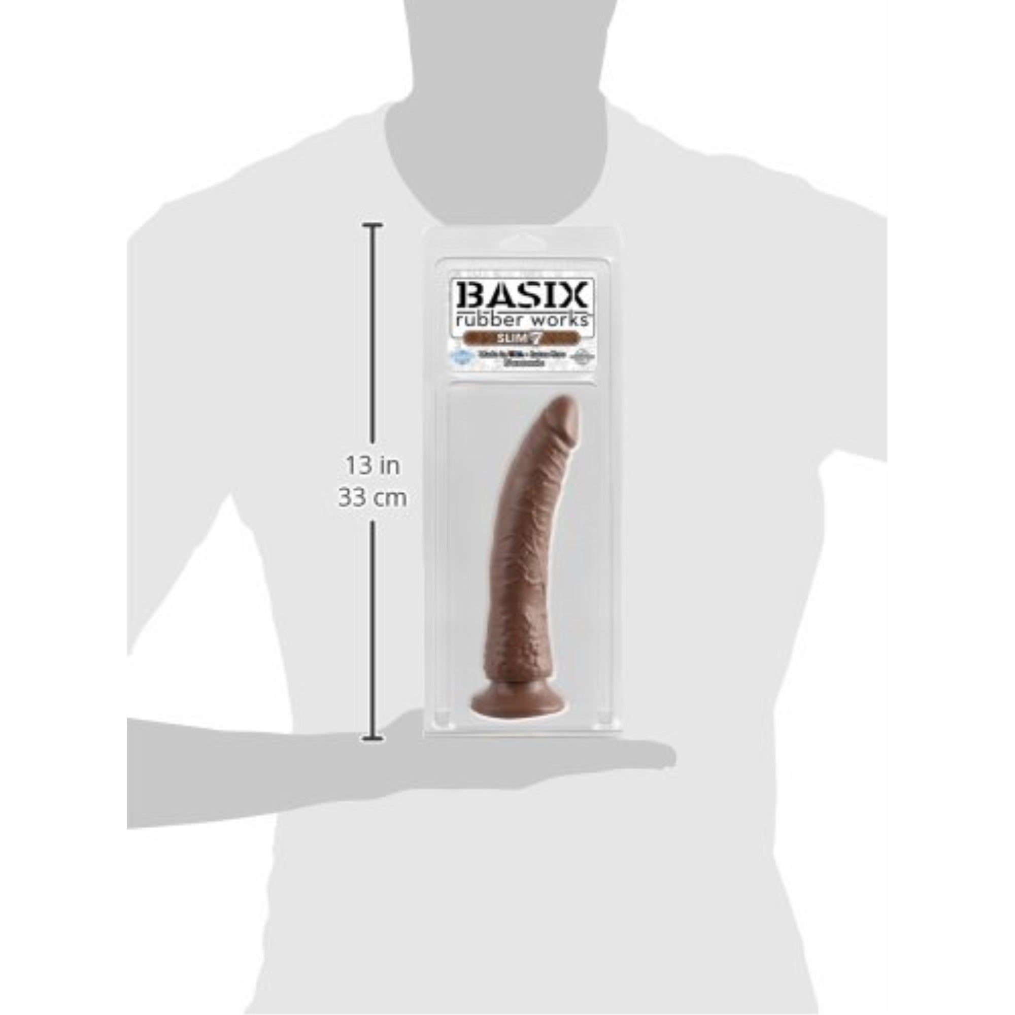 Pipedream Basix Rubber Works Slim 7-Inch Dong With Suction Cup Brown