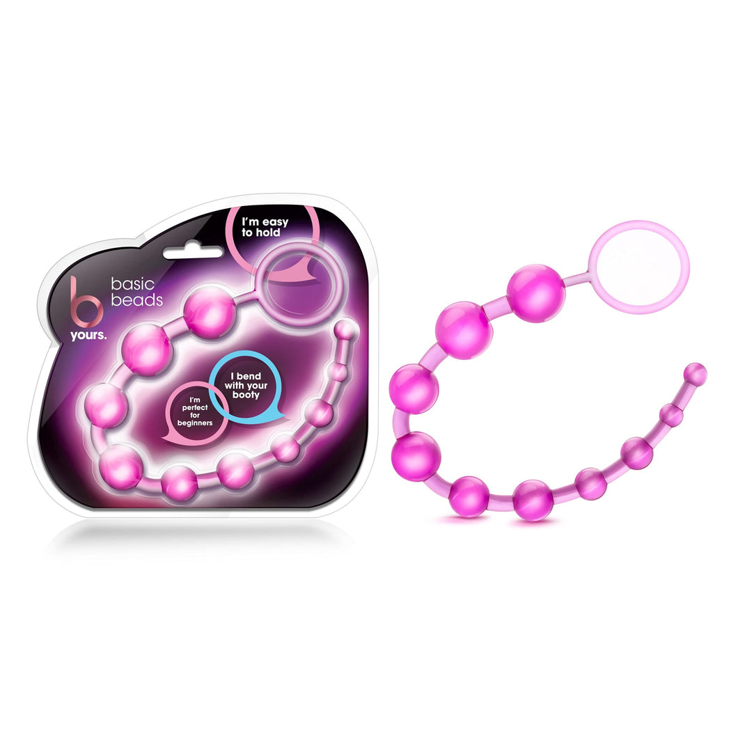 Blush Basic Beads - 12 Inch Non Porous Body Safe Anal Beads - Smooth and Seamless - Graduated Beads Up to 1'' Maximum Width - Be