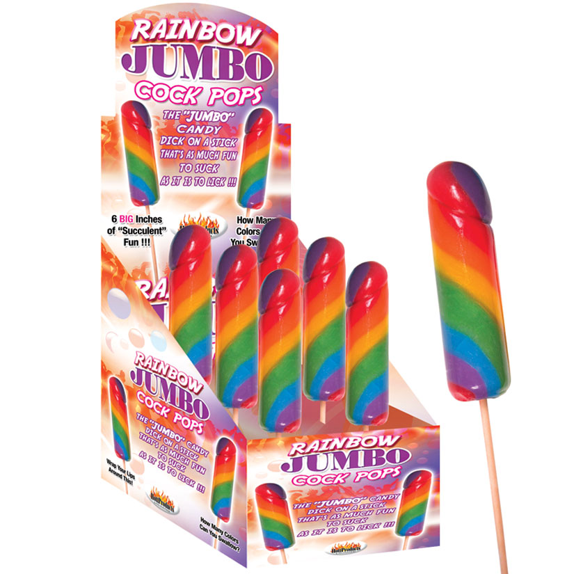 Rainbow Jumbo Cock Pops-Display Of 6