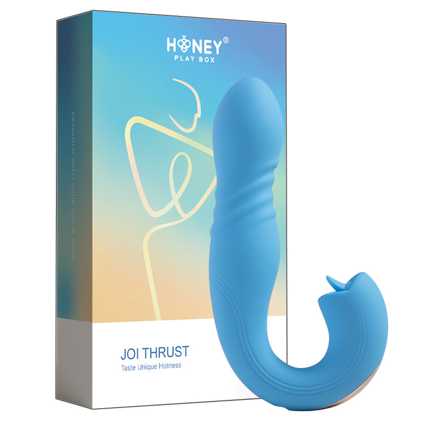 Honey Play Box Joi Thrust G-Spot Vibrator & Tongue Clit Licker-Blue