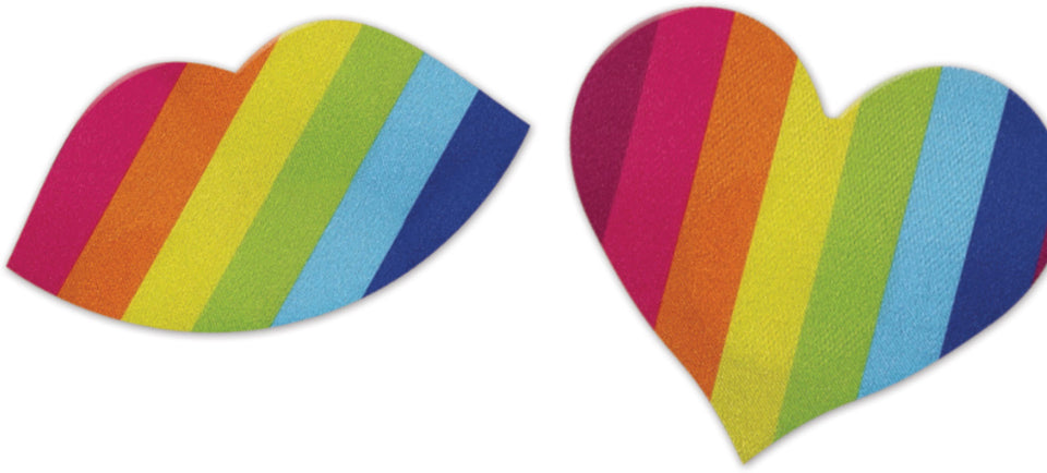 Nipplicious - Rainbow Nipple Pasties - Hearts And Lips