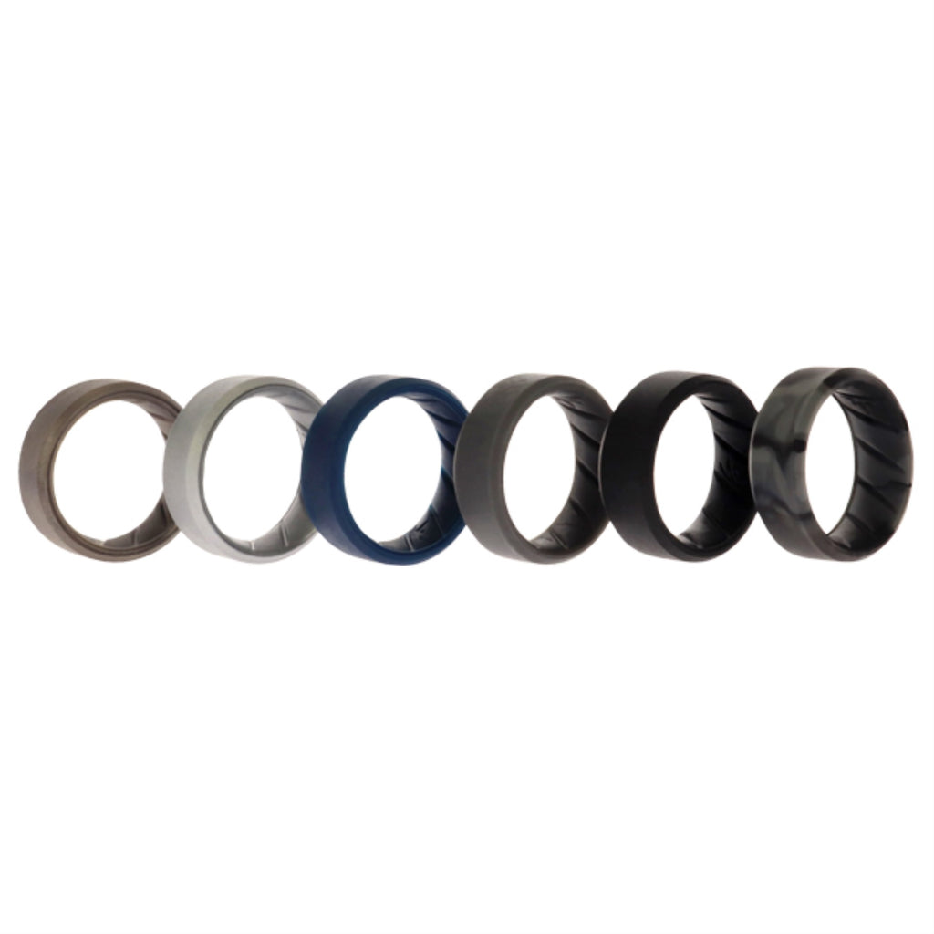 Silicone Wedding BR 8mm Ring Set - Basic-Metal by ROQ for Men - 6 x 7 mm Ring