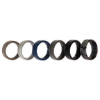 Silicone Wedding BR 8mm Ring Set - Basic-Metal by ROQ for Men - 6 x 7 mm Ring