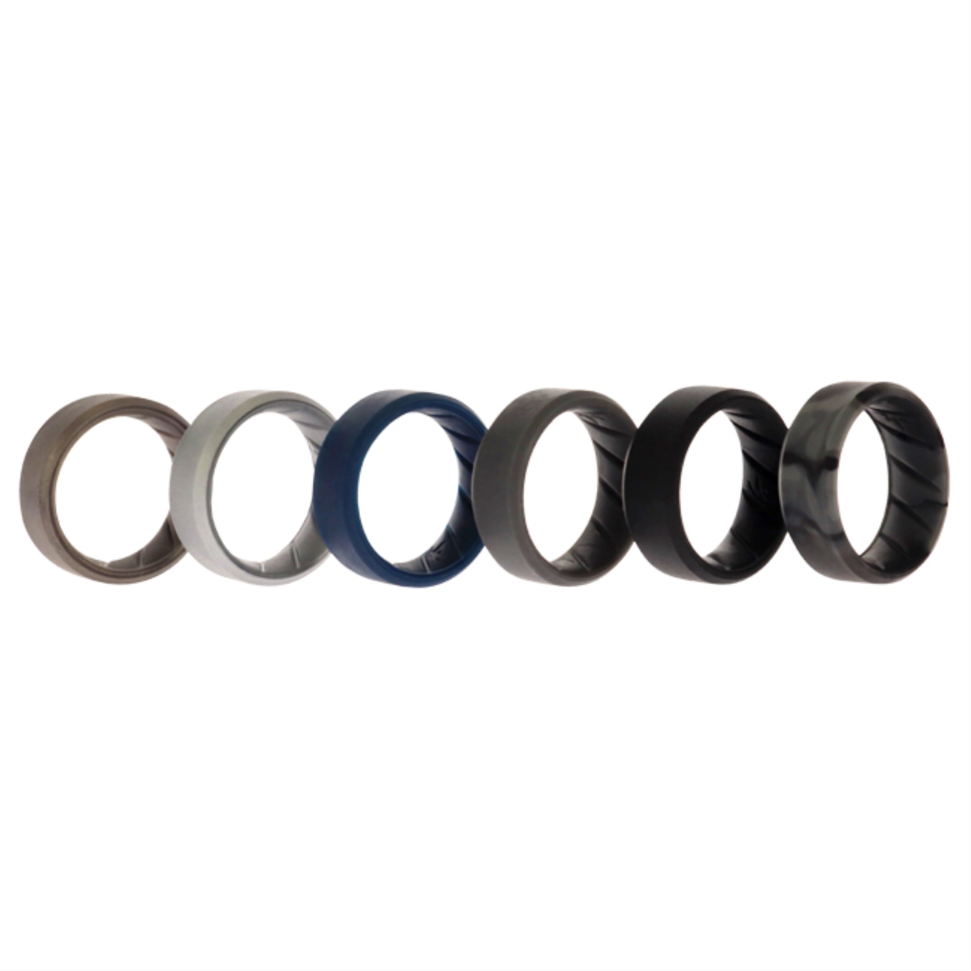 Silicone Wedding BR 8mm Ring Set - Basic-Metal by ROQ for Men - 6 x 7 mm Ring