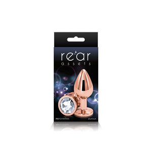 Rear Assets Anal Butt Plug - Rose Gold- Medium (Clear Jewel)