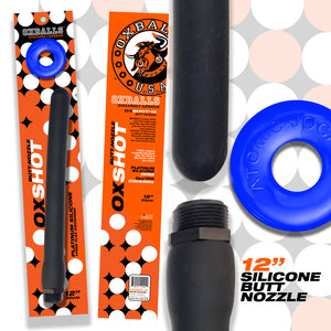 Oxshot  ButtNozzle Shower Hose 12 Inch  Black  Blue