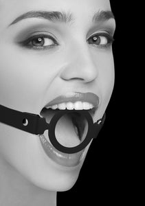 Ouch! B&W Silicone Ring Gag Bonded Leath