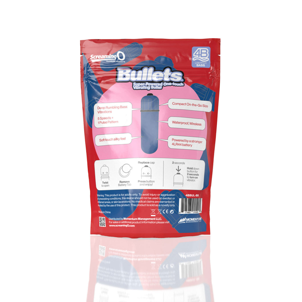Screaming O 4B - Bullet - Super Powered One Touch  Vibrating Bullet - Blueberry