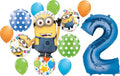 Minions 2Nd Birthday Party Supplies Despicable Me Kevin Balloon Bouquet Decorations