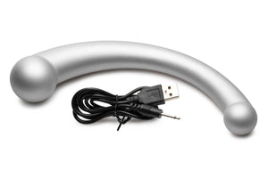 10X Vibra-Crescent Silicone Dual Ended Dildo -  Silver