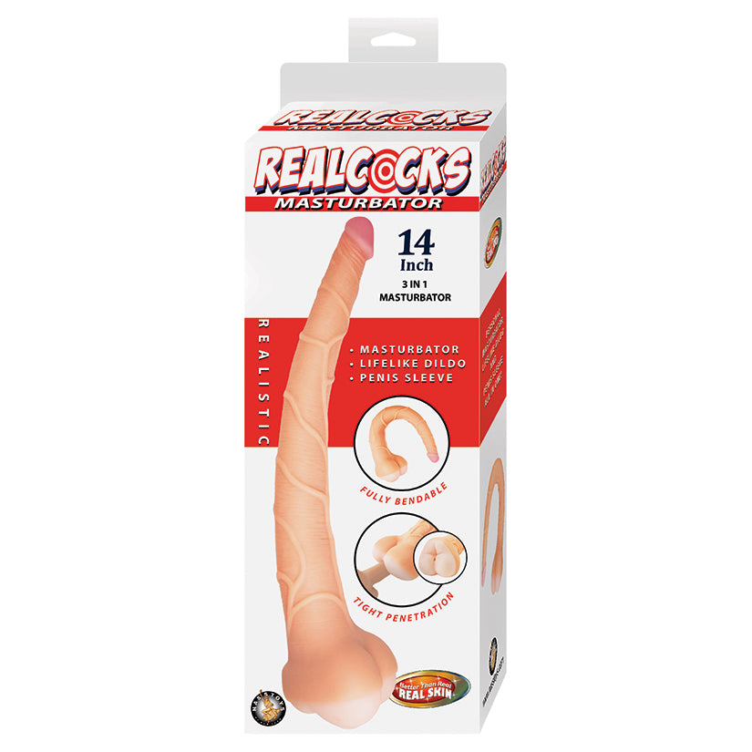 Realcocks Masturbator 3 In 1-White 14''