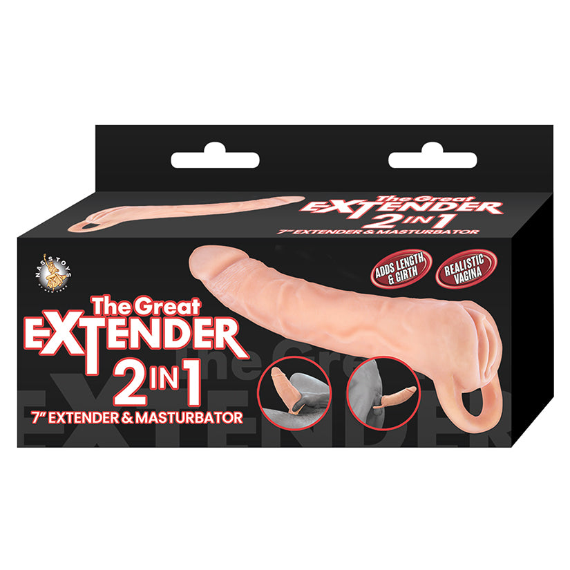 The Great Extender 2 In 1 Extender & Masturbator-White 7''