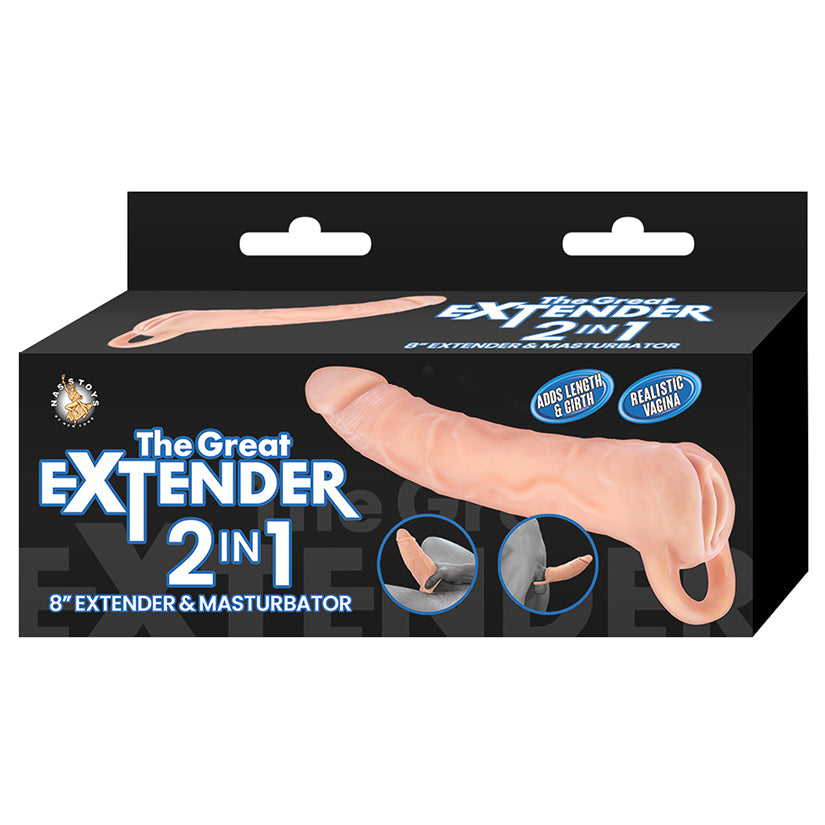 The Great Extender 2 In 1 Extender & Masturbator-White 8''