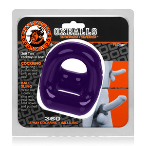 360 2- Way Cockring And Ballsling - Eggplant