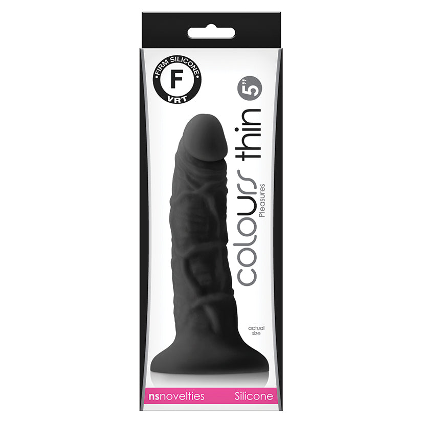 Colours Pleasures Thin Dildo-Black 5''